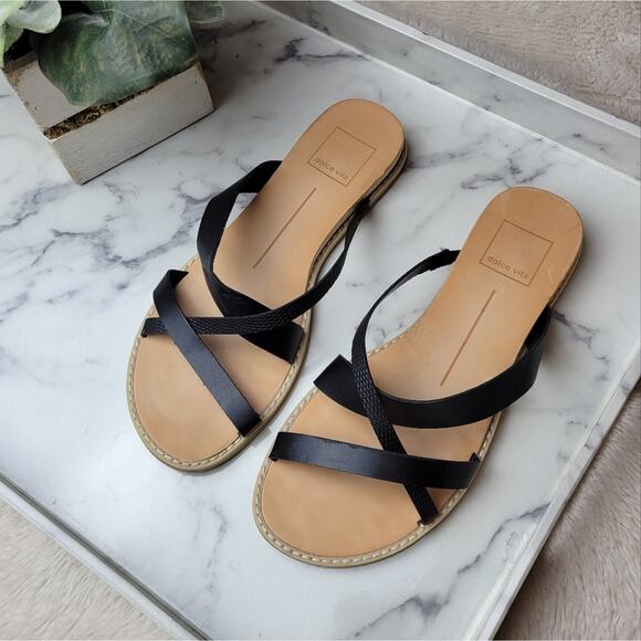DOLCE VITA Nebi Black Strappy Slide Sandal Summer Size 6.5 - Picture 2 of 10